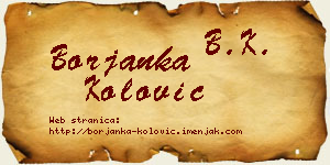 Borjanka Kolović vizit kartica